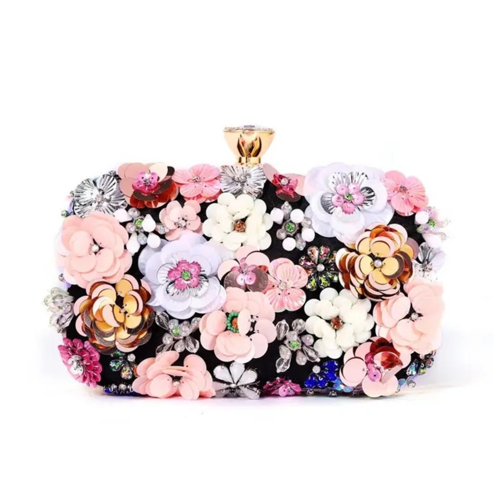 Private Label Pink and White Floral Clutch
